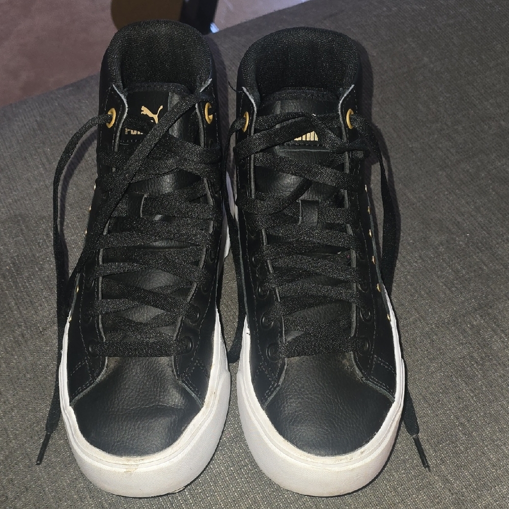 Puma Black Sneakers with Gold Details